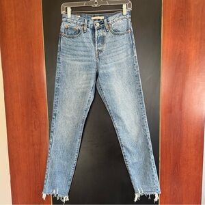 Levi’s Premium Denim Wedgie Jeans Size 24 100% Cotton Raw Hem Button Fly Light